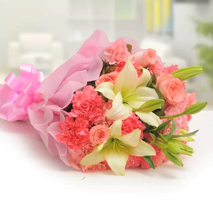 Pink Style Carnations & Roses