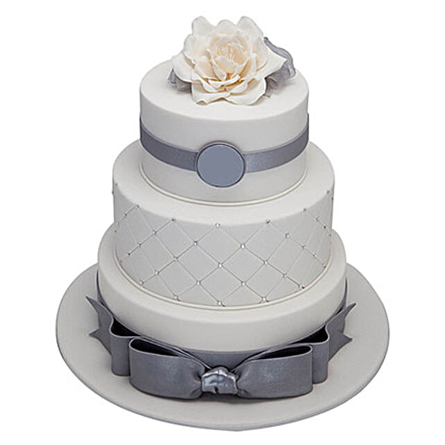 3 Tier Silver Anniversary Cake Pineapple 5kg Gift 25th Anniversary