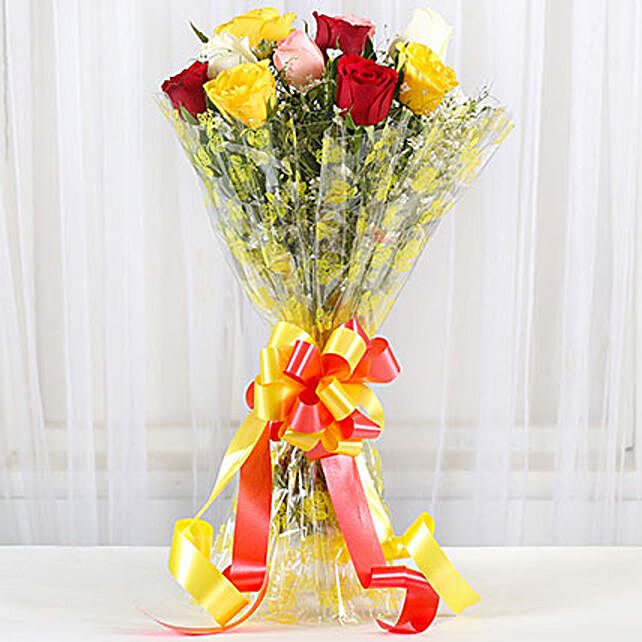 Send Gifts To Delhi 249 Online Gifts Delivery In Delhi Ferns N - colourful roses bouquet