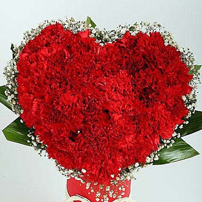Red Carnation Heart Arrangement T Heart Shape Rose Arrangement