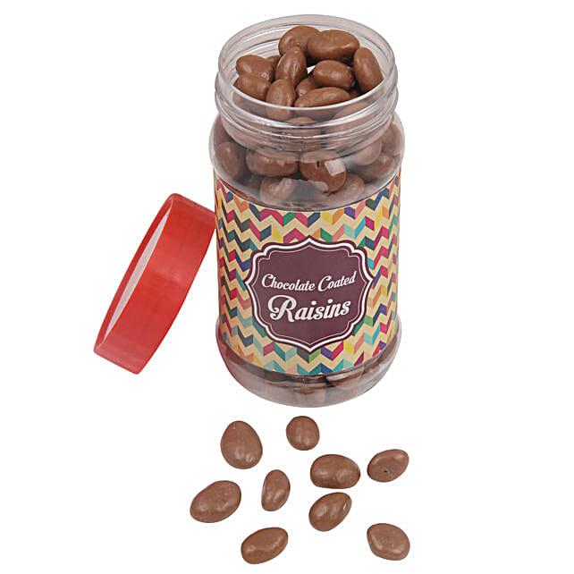 Chocolate Coated Raisin Jar Gift Raisins Chocolates Jar Ferns N Petals