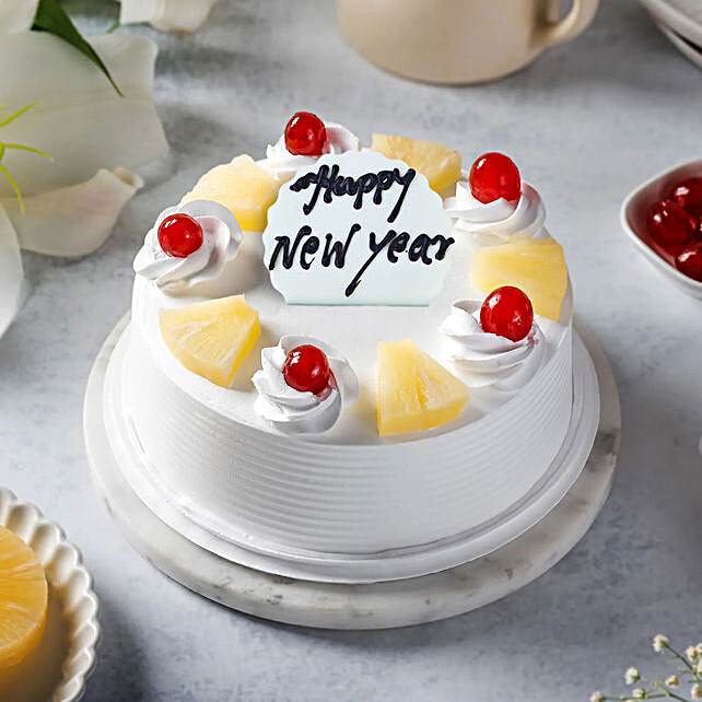 Minimalist New Years Cake 500 gm : Gift/Send New Year Gifts Online  JVS1197551 |IGP.com
