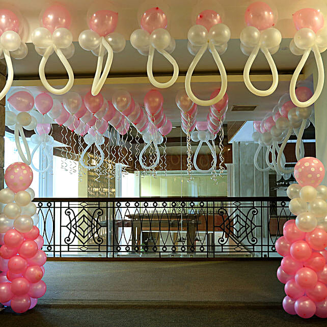 Baby Shower Decoration With Pink N White Balloons Gift Ballon
