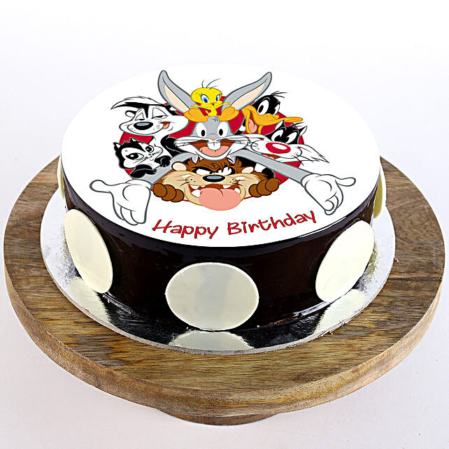 Looney Tunes Chocolate Photo Cake Half Kg Gift Kids Cartoon