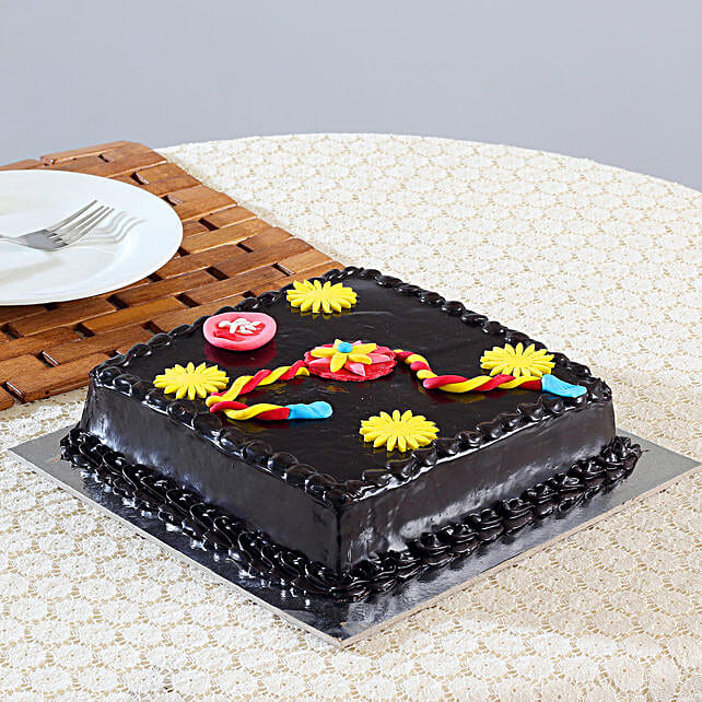 Square Chocolate Cake For Rakhi Half Kg Eggless Gift Square