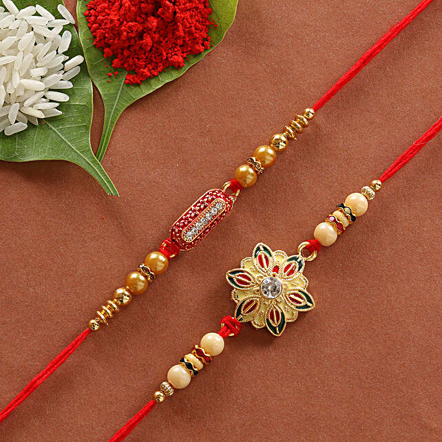 Floral Design & Capsule Rakhi Combo | Gift online capsule ...