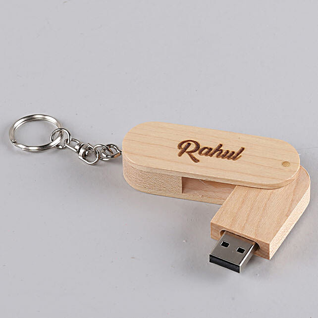 Personalised Wooden Keychain Pendrive Gift Personalised Wooden