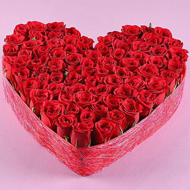 heart shaped red roses