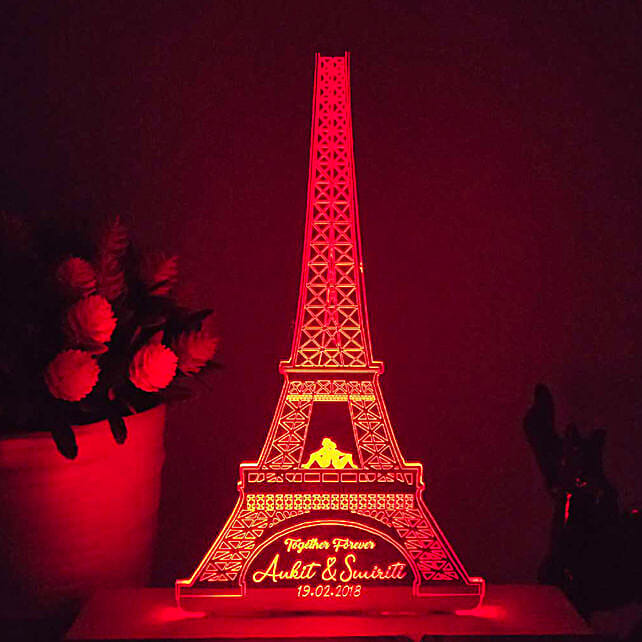 Personalised Eiffel Tower Led Lamp Red Gift Home Decor Eiffel