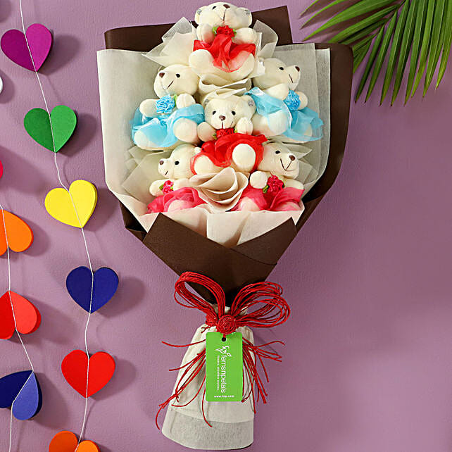 6 teddy bears bouquet