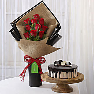 10 Red Roses & Choco Cream Cake Combo-picture-38