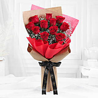 10 Romantic Red Roses Bouquet