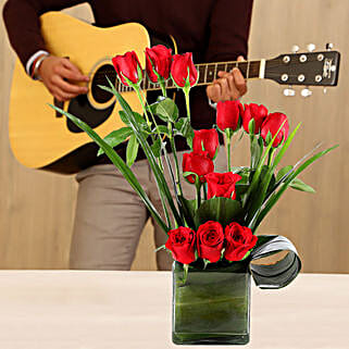 12 Red Roses Vases Melodious Grand Combo-picture-21