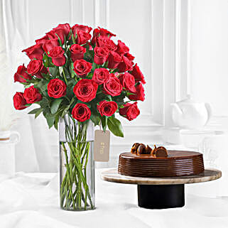 50 Red Roses & Truffle Cake Combo-image-24