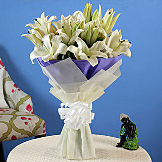 7 White Oriental Lilies Bouquet-image-10