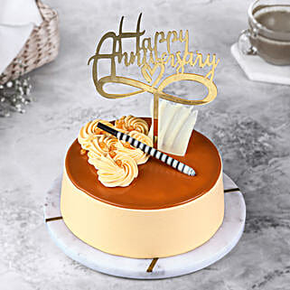 Anniversary Butterscotch Eggless Cake-image-2