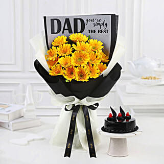 Best Dad Gerbera Bouquet N Cake Combo-picture-31
