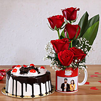 Black Forest Cake N Red Roses Personalised Combo-picture-34