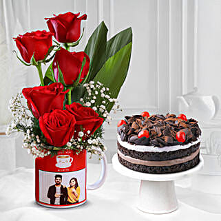 Black Forest Cake Red Roses Personalised Combo-picture-42