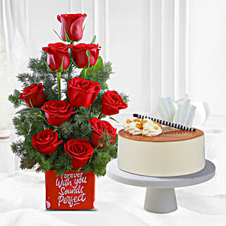 Butterscotch Cake Forever With You Red Roses Combo-picture-32