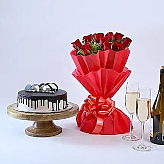 Chocolate Cake Red Roses Bouquet-picture-21