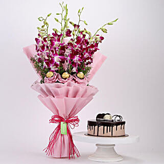 Chocolaty Orchids Bouquet Chocolate Cake-picture-22