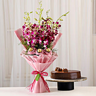 Chocolaty Orchids Bouquet Truffle Cake-picture-27