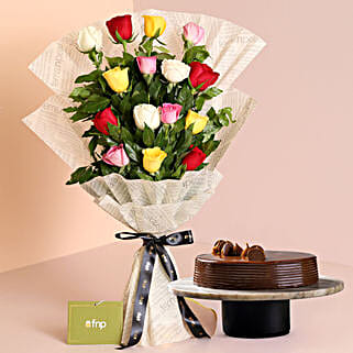 Colours Of Spring Roses Bouquet Truffle Cake-picture-25