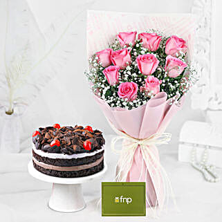 Dreamy Pink Roses Bouquet Black Forest Cake-picture-26