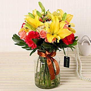 Fragrant Mix Of Flowers In Fishbowl Vase-picture-17