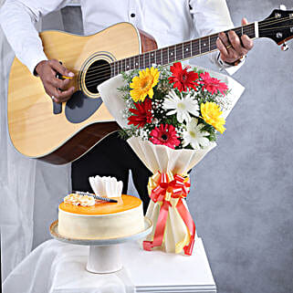 Guitarist With Sweet Blooms Gift Combo-picture-15