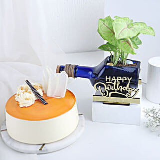 Happy Birthday Plant N Butterscotch Cake Combo-picture-24