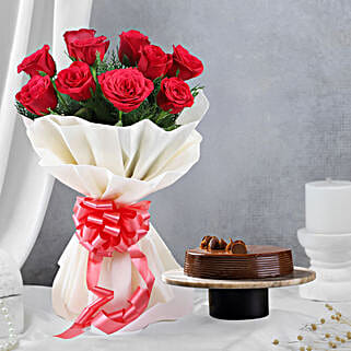 Happy Fathers Day Truffle Cake Eggless Red Roses-picture-21