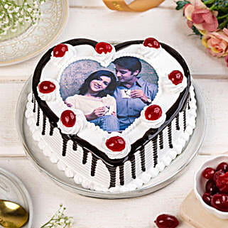Heart Shaped Black Forest Photo Cake Half Kg-picture-10