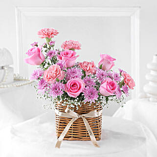 Hues of Nature Carnations N Roses Basket-image-17