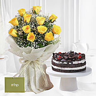 Joyful Vibes Yellow Roses Bouquet Black Forest Cake-picture-29