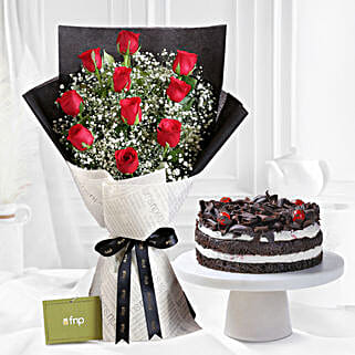 Lap Of Luxury Roses Bouquet Black Forest Cake-picture-29