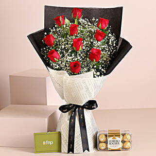 Lap Of Luxury Roses Bouquet Ferrero Rocher Box-picture-25