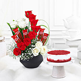 Loves Elegance Red Velvet Delight Cake N Red Roses Ensemble-picture-15