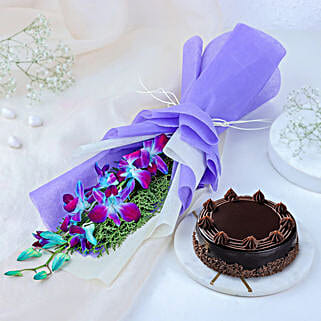 Mesmerising Orchid N Cake Gift