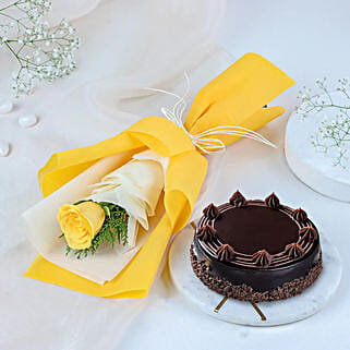 Mesmerising Yellow Rose N Cake Gift-picture-25