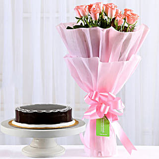 Mini Pink Roses Bouquet & Truffle Cake-picture-20