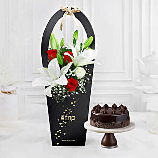 Opulent Elegance Bouquet N Truffle Cake Combo