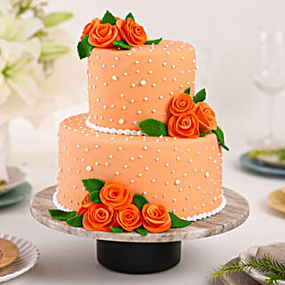 Peach Roses Truffle 2 Tier Cake 15 Kg-picture-25