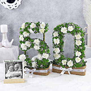 Personalised Anniversary Frame N Carnations Arrangement-picture-42