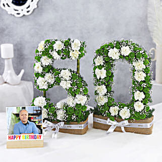 Personalised Birthday Frame N Carnations Arrangement-picture-32