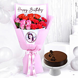 Personalised Birthday Photo Bouquet N Truffle Cake-picture-16