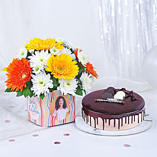 Personalised Photo Floral Vase N Chocolate Cake-picture-39