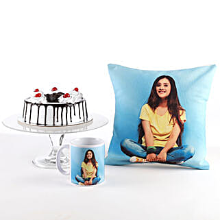Photo Cushion Mug Black Forest Cake Combo For Her-picture-19
