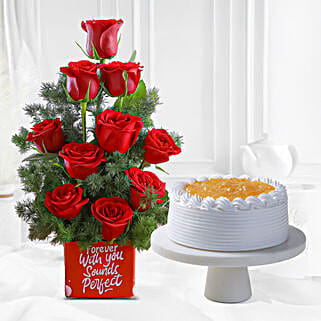 Pineapple Cake Forever With You Red Roses Combo-picture-33